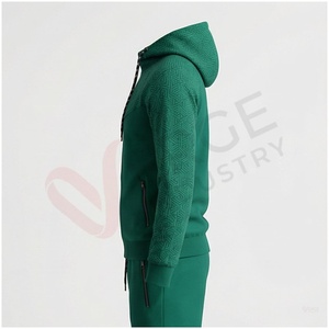 Chándal con Capucha para Hombre, Verde, Geométrico, Manga Larga, Cierre Frontal con Cremallera, Bolsillos Laterales, Transpirable, Informal, para Otoño, Corte Regular - Product Image 3