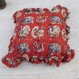 Funda de Cojín Cuadrada Hecha a Mano con Estampado de Bloques, Estilo Bohemio, de Algodón con Volantes, Ecológica, Lavable, para Decoración de Hoteles y Hogares - Product Image 5