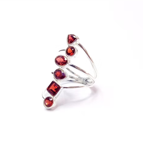 Classic 925 Sterling Silver Multi Garnet <b>Wrap</b> Ring Handmade Minimalist Unique Designer Fine Jewelry for Women <b>Gift</b> - Product Image 2
