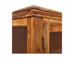 Indian <b>Wooden</b> Glass Front <b>Bookcase</b> Antique Storage Cabinet <b>Solid</b> Rosewood Display Cupboard for Home Office | Pindel Handicraft - Product Image 2