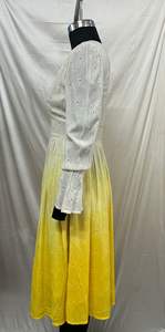 Belle robe midi en viscose avec broderie Schiffli, col en V, poignets élastiques, longueur genou, robes décontractées pour femmes, à porter au quotidien - Product Image 3