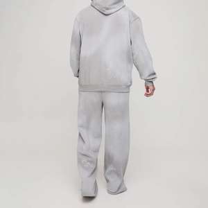 Chándal Personalizado Unisex con Capucha y Pedrería, Pantalones de Chándal 100% Algodón, Lavado Ácido, Ropa Urbana de Invierno, Reversible y Ecológico - Product Image 3