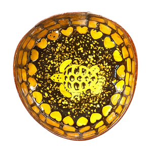 Bol en noix de coco incrusté de coquillages lumineux - Finition laquée artisanale - Bol pour fête tropicale - Product Image 2