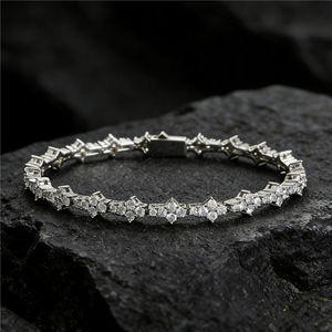 RAMDUT IMPEX Unisex Silver Plated Tennis Bracelet Brilliant Cut Moissanite Channel Setting Trendy Design GRA Certified - Product Image 1