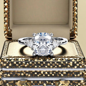 Anillo de compromiso clásico de plata 925 con baño de rodio y moissanita de corte cojín para mujer, joyería fina de moda - Product Image 5