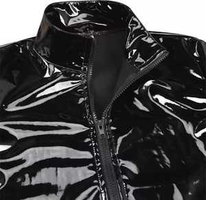 Custom Logo <b>Men's</b> <b>Leather</b> Moto <b>Jacket</b> Stand Collar Zipper Closure Slim Fit Waterproof Solid Color Regular Length Autumn Casual - Product Image 4