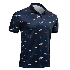 Men's Navy Blue Short Sleeve Polo <b>Shirt</b> With Colorful <b>Dinosaur</b> Print Casual Knitted Breathable Regular Fit Polo T-<b>Shirt</b> - Product Image 2