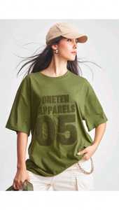 เสื้อยืดผู้หญิงฤดูร้อน สีกรมท่า ผ้าฝ้ายนุ่ม สไตล์ลำลอง คอกลม ไหล่ตก แขนสั้น ระบายอากาศได้ดี คุณภาพสูง ปรับแต่งได้ แฟชั่น - Product Image 5