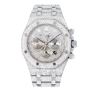 Montre à quartz pour homme en acier inoxydable, style hip-hop moderne, luxe, avec moissanite incrustée, bracelet de 20 mm, cadran en verre traité - Product Image 1
