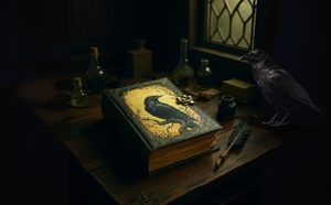Goth Gifts Raven Crow Leather Journal for Men & Women With Lock, 400 Witchcraft Supplies <b>Books</b> Witchy gifts for women black - Product Image 3