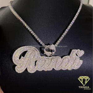 Sparkling Custom <b>Name</b> Pendant Enhanced With Moissanite Diamond Cursive <b>Letter</b> Design Elegant Statement Jewelry For Men Women - Product Image 4