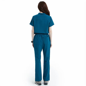 Custom Comfortable Unisex Hospital Scrubs <b>Set</b> Woven Spandex/Polyester with Needle Detection Seamless Fusing for <b>Doctors</b> Nurses - Product Image 2
