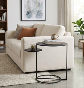 Modern Sofa <b>Side</b> <b>Table</b> <b>Round</b> Metal Accent <b>Table</b> with Double Top Design for Bedroom Furniture - Product Image 5