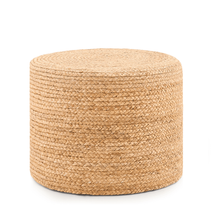 Poggiapiedi Artigianale in Giacinto d'Acqua Naturale Intrecciato, Comodo Pouf per Arredamento e Seduta - Product Image 1