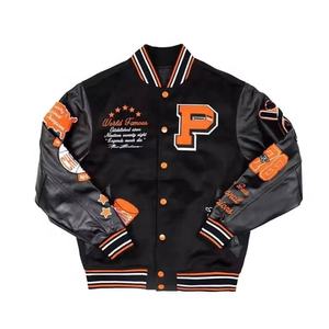 Vestes de baseball patchwork sur mesure OEM de haute qualité, broderie grande taille, coupe classique, vestes varsity pour hommes pour l'extérieur - Product Image 3