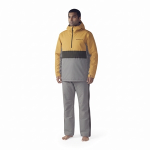 HAWX EYE <b>Men's</b> Color Blocked Ski Jacket Hooded Waterproof Synthetic Insulated Snow Wear Gray Yellow - Product Image 4