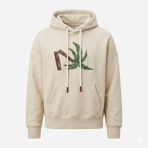 Sudadera con Capucha Beige Personalizada con Bordado, Unisex, de Felpa de Algodón Premium, Estilo Urbano, con Bolsillo Canguro - Product Image 1