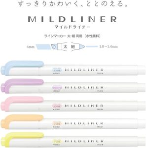 Marcadores Zebra Mildliner, Tinta Suave, Juego de 5 Colores (WKT7-5C-YC) - Product Image 3