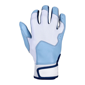 Professional Sky Blue Baseball Batting Gloves | Custom Genuine Leather Adult Soft Tacky Grip Impact Cushioned Batting Gloves - Product Image 3