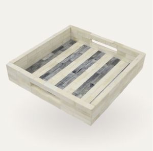 Bandeja de mesa de centro moderna con incrustaciones de hueso, plato decorativo hecho a mano para servir Dexo - Product Image 6