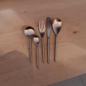 Minimalist Metal Cutlery Set Mirror Finish Long Handle Durable Travel <b>Spoon</b> Fork Knife - Product Image 2