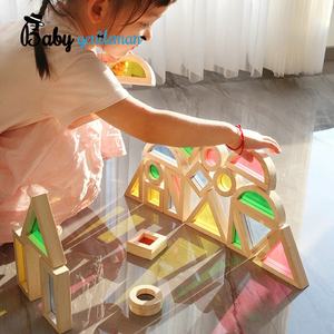 Blocs de construction créatifs en bois acrylique colorés à empiler pour enfants Z13306A - Product Image 3