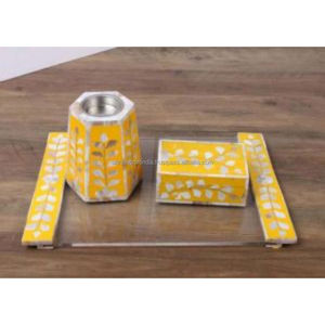 Juego de Incienso Clásico en Tonos Neutros, Elaborado en Resina, Nácar y Hueso para una Decoración del Hogar Atemporal - Product Image 5