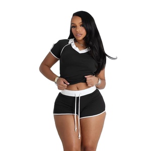 Conjunto de dos piezas, ropa de salón para mujer, conjuntos de Fitness para gimnasio, camiseta con logotipo personalizado y pantalones cortos de motorista de verano, conjunto de chándal 2026 - Product Image 3