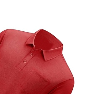 Men's <b>Red</b> Short Sleeve <b>Polo</b> <b>Shirt</b> Solid Color Casual Collared Design With Pocket Woven Fabric Regular Fit 2027 - Product Image 4