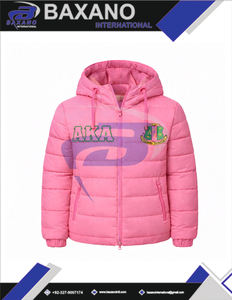 Alpha |   Kapa |   Blouson d'hiver chaud à capuche rose Alpha Sorority, style streetwear, avec logo frontal personnalisé, sororité grecque AKA - Product Image 4