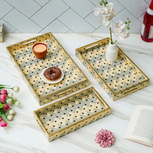 Rectangular Large Size Wooden Tray Vintage Design Table Ware Food Serving Platters in Reasonable Decorative Enamel Display Tray - Product Image 5