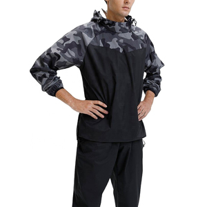 Ensemble de combinaison de sauna à capuche pour homme, noir et argent, en fibre de polyéthylène, taille à cordon de serrage, pour toutes les saisons - Product Image 2