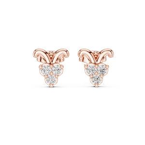 Boucles d'oreilles en or rose 14 carats avec diamant rond cultivé en laboratoire pour un usage quotidien, pour femmes |   Nouveau diamant cultivé - Product Image 1