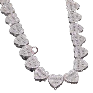 Oferta Especial: Collar Clásico de Hip Hop con Baño de Oro de 14K, Colgante de Corazón Baguette y Dije de Cruz con Zirconia - Product Image 1
