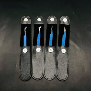 Pince à épiler d'extension de cils bleue enduite de poudre professionnelle en acier inoxydable massif avec prise en diamant Extension de cils pointue - Product Image 3