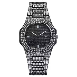 Montre de luxe pour homme à mouvement quartz avec lunette en moissanite, en acier inoxydable, analogique, pour affaires et soirées - Product Image 5