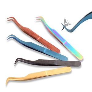 Ensemble de pinces à cils incurvées en acier inoxydable de haute qualité avec pointe pointue pour cils à volume individuel - Product Image 3