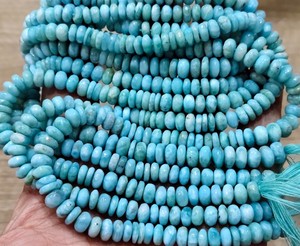 Perles en larimar bleu, forme ronde, lisses, pierres précieuses naturelles, perles en vrac pour la fabrication de bijoux, collier - Product Image 1