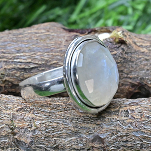 Anvika Gems Jewels Handmade Oxidized Silver Plated Rainbow <b>Moonstone</b> Gemstone Bezel Set Vintage Women's Statement <b>Ring</b> Certified - Product Image 4