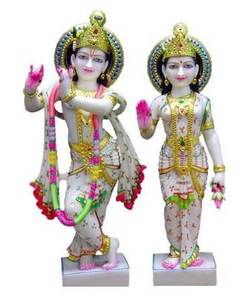 Estatua de Mármol Vietnamita de Alta Calidad, Dios Hindú Radha Krishna y Diosa, Estatua de Pie con Mano de Bendición para Adoración y Templo - Product Image 6