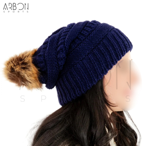 Bonnets unisexes décontractés bleu marine unis, personnalisables, hautement élastiques, épais, pour l'hiver, usage quotidien en extérieur, vente en gros - Product Image 2