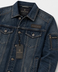 Veste en jean pour homme de haute qualité, tissu en denim de coton, vêtement d'extérieur élégant et décontracté, coupe confortable pour un usage quotidien et la mode urbaine - Product Image 6