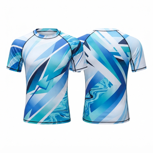 Chemise de sport à manches courtes pour homme, imprimé abstrait bleu, séchage rapide, polyester - Product Image 2