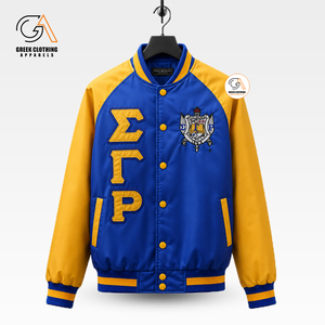 เสื้อแจ็คเก็ตวาร์ซิตี้ Sigma Gamma Rho รุ่นหรูหรา ทำจากผ้าขนสัตว์หนานุ่ม พร้อมงานปักลายกรีกอย่างประณีตและหนังแกะ - Product Image 2