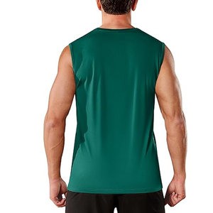 Custom Men Sleeveless Vest Pure Cotton High Street Retro Loose Shoulder Casual T Shirt Top - Product Image 2