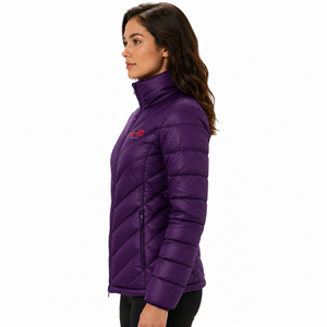OUTDO Women's Purple <b>Quilted</b> Puffer <b>Jacket</b> Full Sleeve Stand Collar Zipper Closure Winter Wear Puffer <b>Jacket</b> for Women - Product Image 3