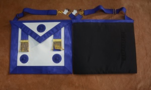 Delantal de Maestro Masón de la Logia Azul/Delantera de Antiguo Maestro Masón con encaje bordado y cadena dorada/plateada para coser, con insignia - Product Image 4