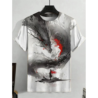 T-shirt pour homme, manches courtes, col rond, imprimé numérique, design paysage peint à la main, coupe classique, 100% coton respirant, Fortleo