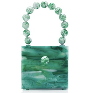 <b>Top</b> Rated Epoxy Resin Clutch Evening Bag With Beaded Handle Event <b>Festive</b> Party Marble Finished Trending Fashion Statement Purse - Product Image 3