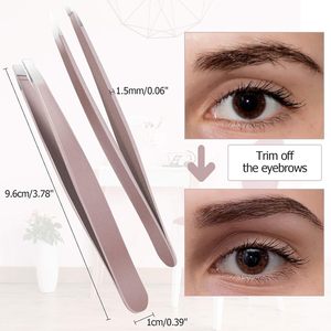 9 pinces à épiler de précision en acier inoxydable à pointe inclinée pour sourcils, poils incarnés et points noirs - Écologiques, à pointe fine et aiguisée - Product Image 4